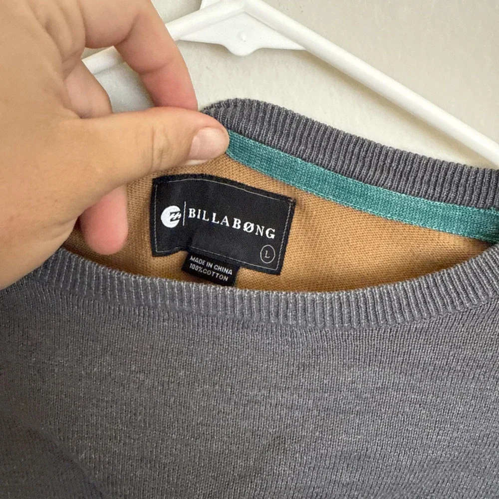 Billabong Crewneck Pullover Two Tone Sweater‎ Front Pockets Mens Size Large
